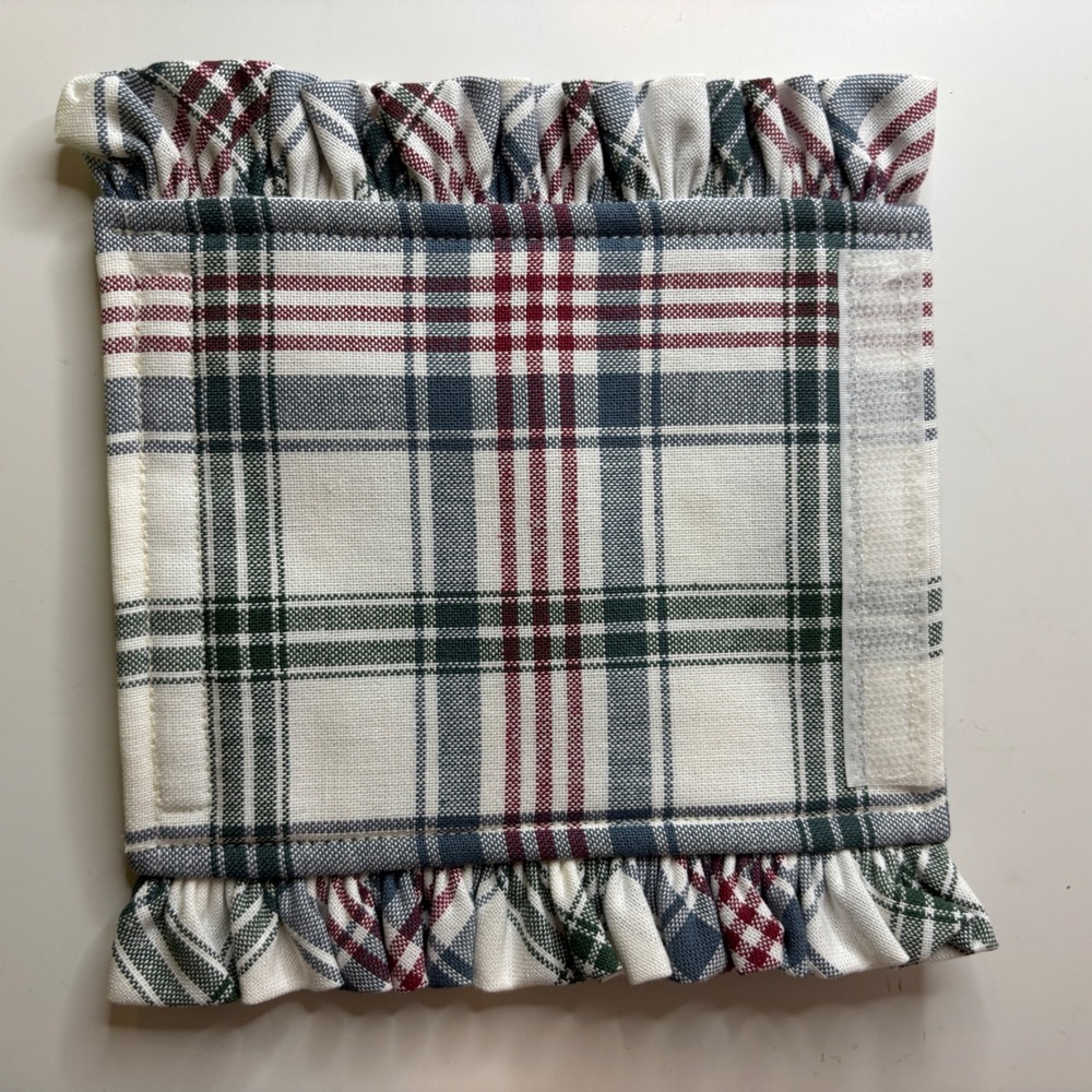 Longaberger Handle Gripper Plaid Ruffled Cotton Basket Wrap 219032